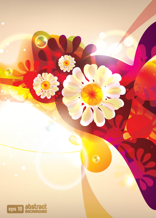 free vector Dream of flowers vector background 2